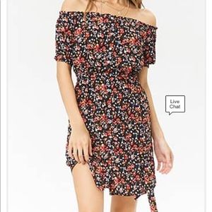 NWT Black off the shoulder floral print dress